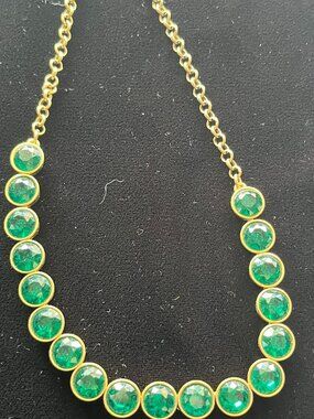 JCrew Brass Emerald Green Brulee Necklace